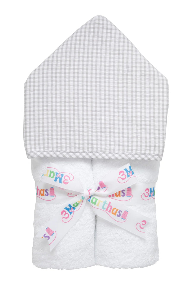 3 Marthas Grey Seersucker Hooded Towel