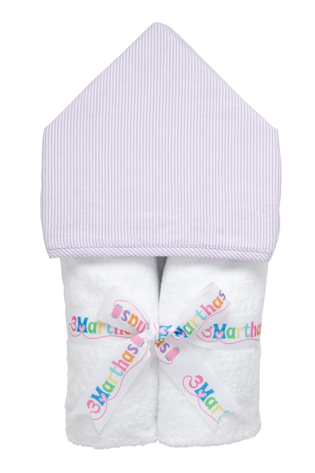 3 Marthas Lilac Seersucker Hooded Towel