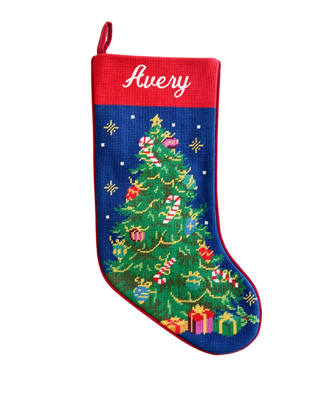 Christmas Tree Needlepoint Stocking