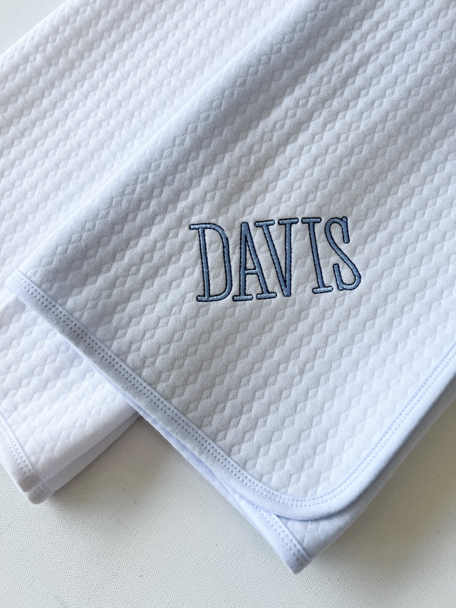 Blue Receiving Matelassé Blanket