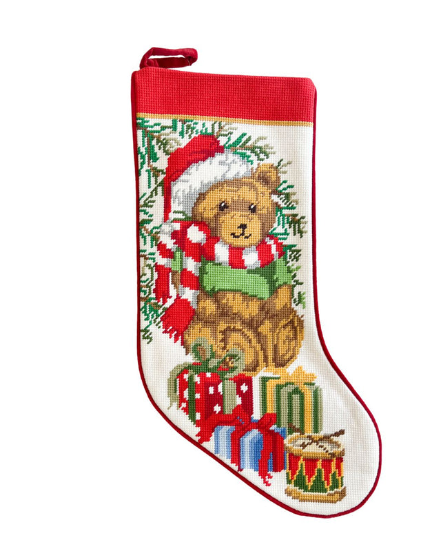 Teddy Bear Needlepoint Stocking