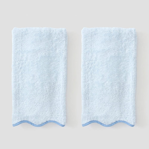 Weezie French Blue on Light Blue Scallop Hand Towels (pair)