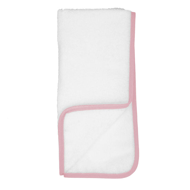 White Kids Hand Towel Pink Piping