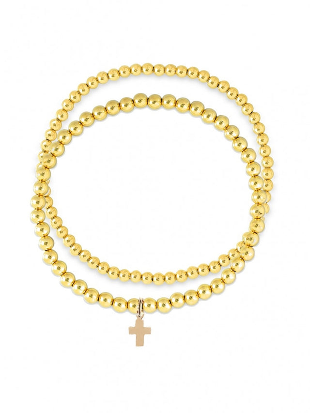 Cross Charm Stretch Bracelet Set