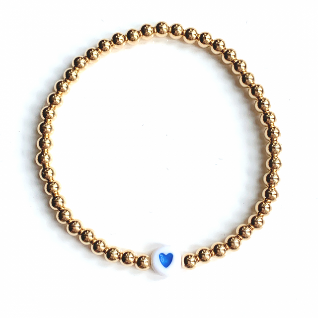 Colored Heart Bead Bracelet - 4mm