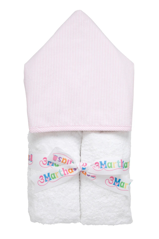 3 Marthas Pink Seersucker Hooded Towel