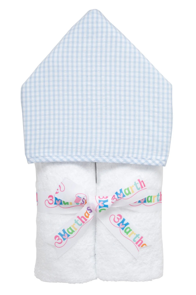 3 Marthas Blue Check Hooded Towel