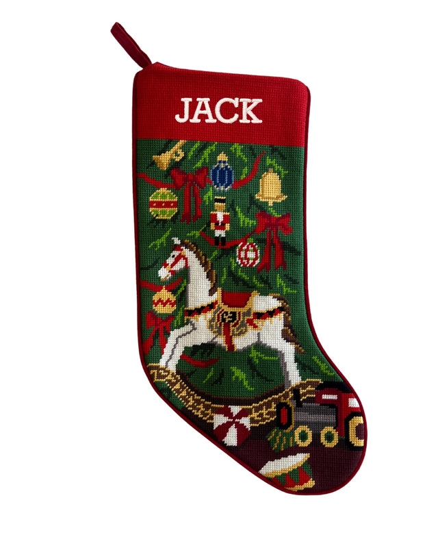 Rocking Horse Needlepoint Stocking