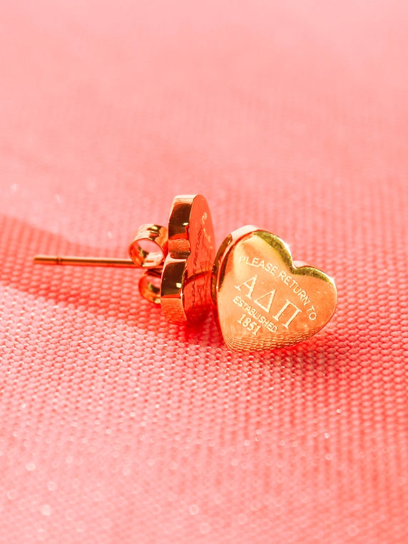 Gold Sorority Heart Earrings