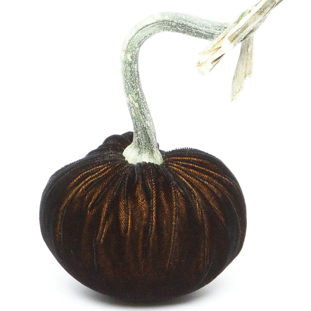 4" Black Gold Silk Velvet Pumpkin