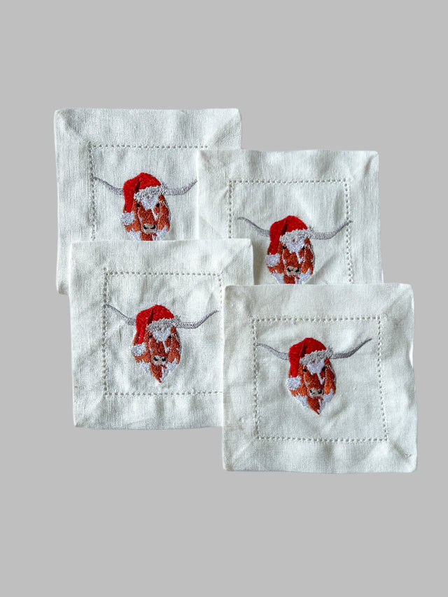 Set of 4 Longhorn Cocktail Napkins