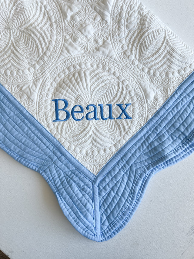Blue Trim Baby Blanket