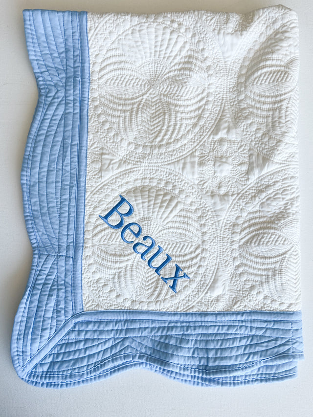 Blue Trim Baby Blanket