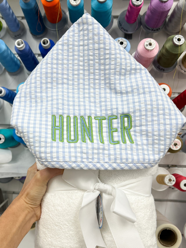 3 Marthas Blue Check Hooded Towel