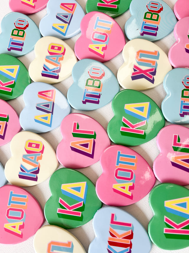 Sorority Heart Buttons – The Monogram Shop