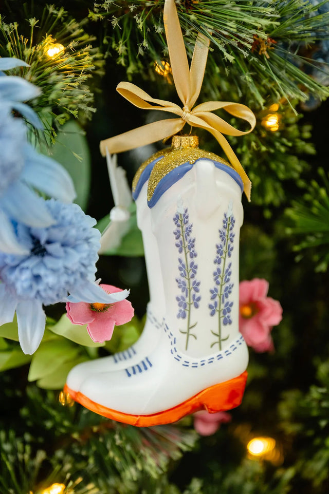 Texan Christmas x Petite Paloma Quinn Bluebonnet Boot Ornament