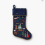 Navy Embroidered Stocking