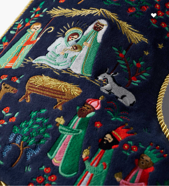 Navy Embroidered Stocking