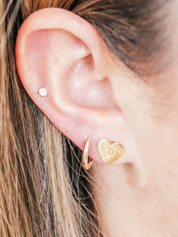Gold Sorority Heart Earrings