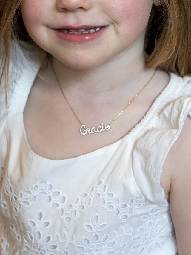 Kids CZ Name Necklace