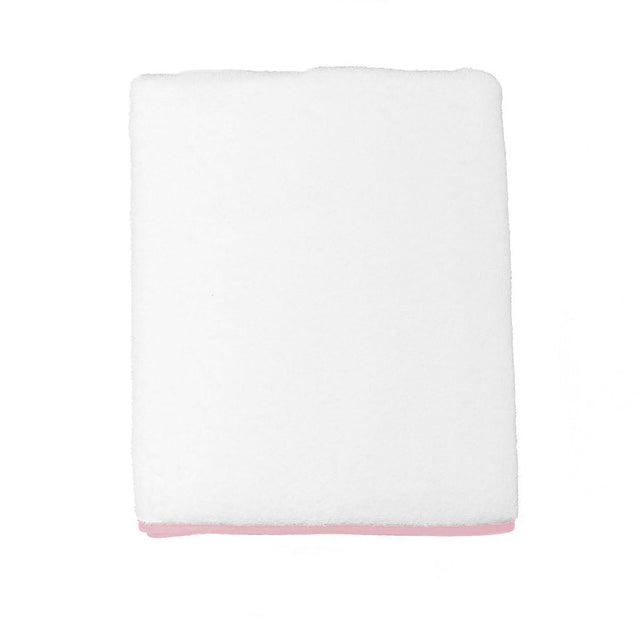 White Kids Bath Towel Pink Piping