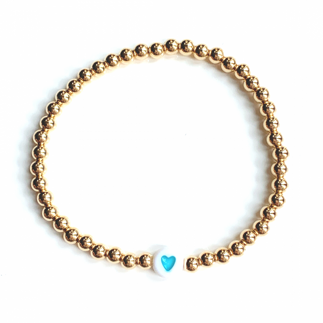 Colored Heart Bead Bracelet - 4mm