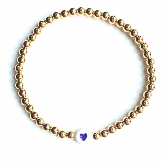 Colored Heart Bead Bracelet - 4mm